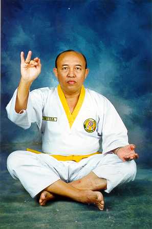 Imagine His Face, Wish Some Helps for Healing.  Feel the Power of Prana Radiate From his Hand Directly to Your Part of Sick Body.  Good Luck !